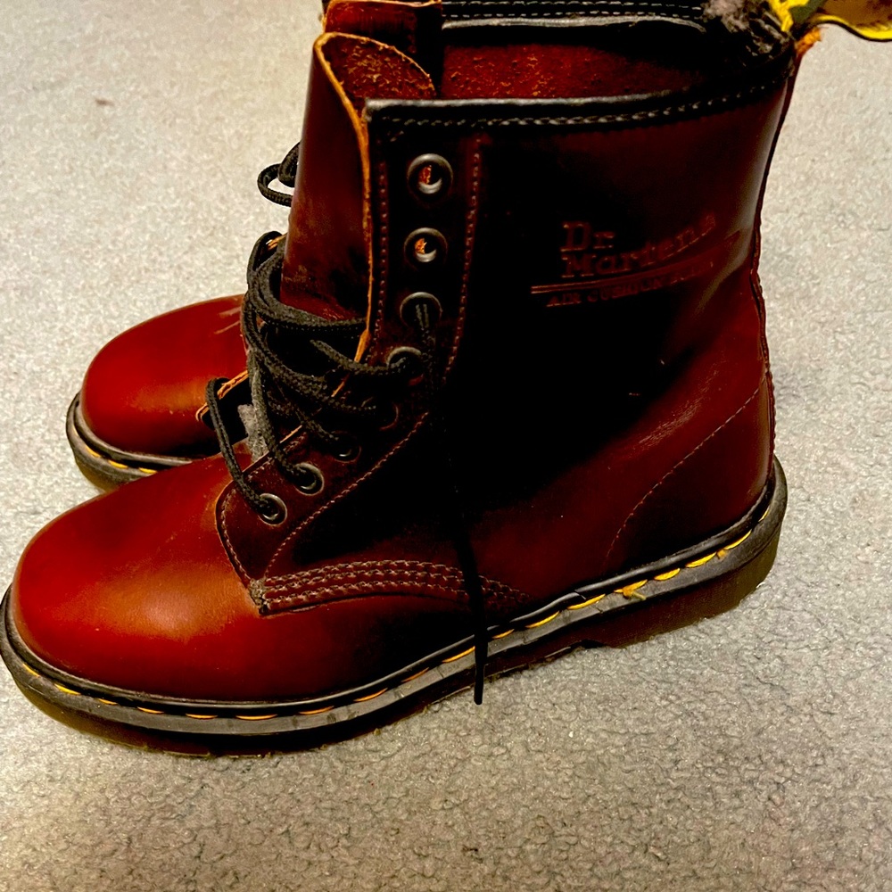 Doc Marten boots. Size 9, burgundy color. Never worn.